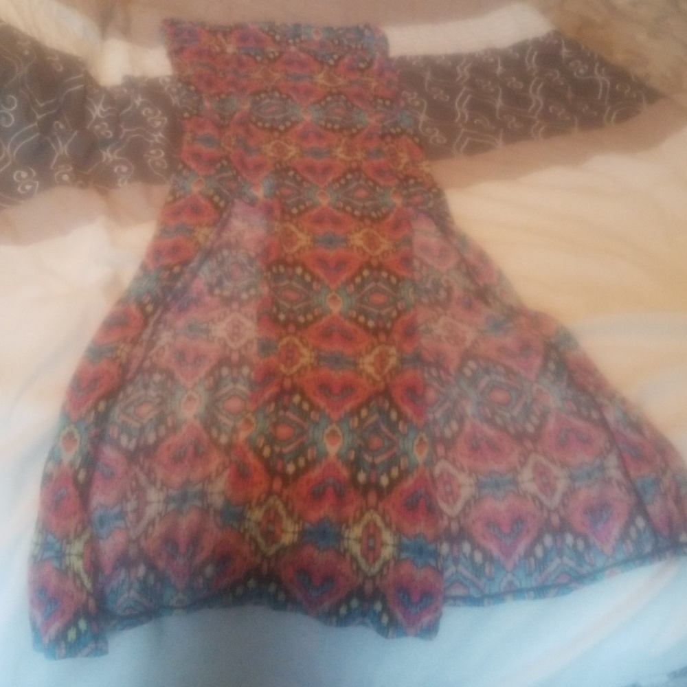 Aztec print front double slit fold over maxi skirt